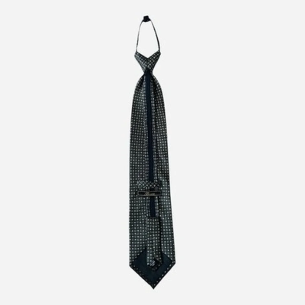 Bocara Silk Geometric Square Pattern Handmade Zipped Necktie 3.75